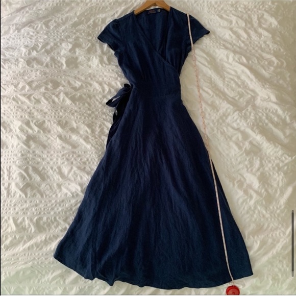 New Ralph Lauren Linen Maxi Navy Long Dress - Picture 12 of 16